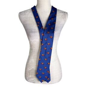 J Crew Mens Tie Fish Blue Red Silk New